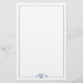 Minimalistische blauwe drieletter-monogram briefpapier (Voorkant)