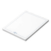 Minimalistische blauwe drieletterige monogram notitieblok (Linkerzijde)