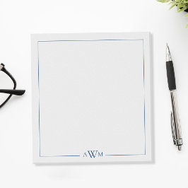 Minimalistische blauwe drieletterige monogram notitieblok
