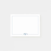 Minimalistische blauwe drieletterige monogram post-it® notes (Voorkant)