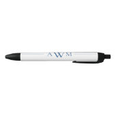 Minimalistische blauwe drieletterige monogram zwarte inkt pen (Bodem)
