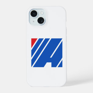 Minimalistische Blauwe en Rode Geometrische Streep iPhone 15 Case