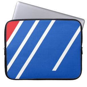 Minimalistische blauwe en rode geometrische streep laptop sleeve