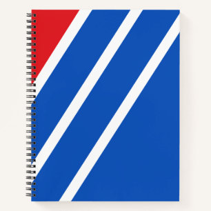 Minimalistische blauwe en rode geometrische streep notitieboek