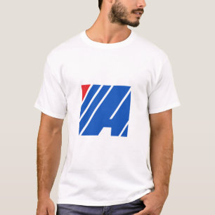 Minimalistische Blauwe en Rode Geometrische Streep T-shirt