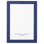 Minimalistische blauwe en witte eenvoudige grens klembord (Achterkant)