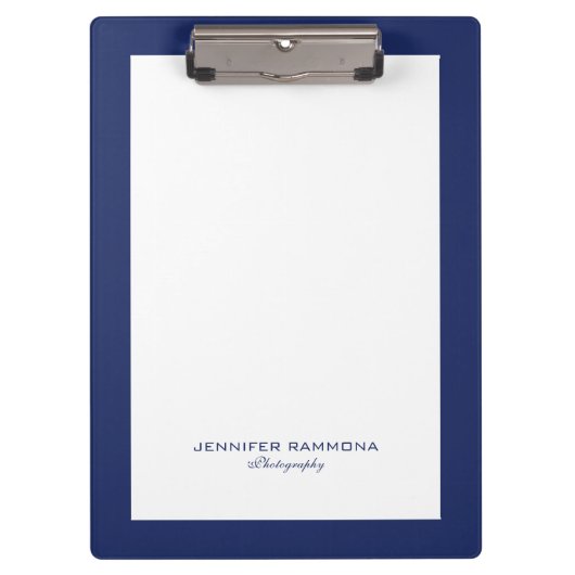 Minimalistische blauwe en witte eenvoudige grens klembord (Voorkant)