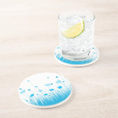 Minimalistische blauwe en witte klaprozen weide bl zandsteen onderzetter (Zijkant)