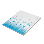 Minimalistische Blauwe en Witte Poppies Meadow Flo Tegeltje (Zijkant)