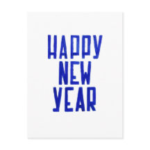 Minimalistische Blauwe Gelukkig Nieuwjaar Postkaar