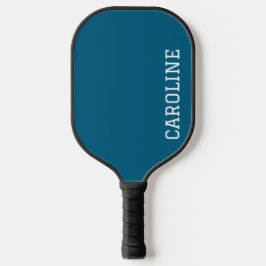 Minimalistische blauwe gepersonaliseerde naam pickleball paddle
