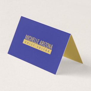 Minimalistische Blauwe & Gouden Kleur Professionel Visitekaartje