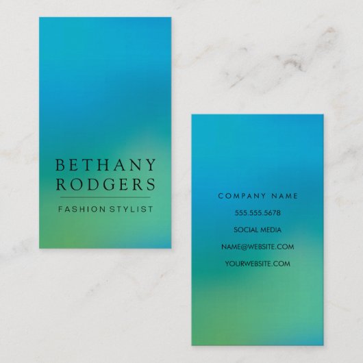 Minimalistische Blauwe Groene Mix Visitekaartje (Voorkant / Achterkant)