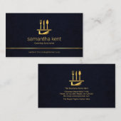 Minimalistische Blauwe Grunge Texture Gold Line, v Visitekaartje (Voorkant / Achterkant)