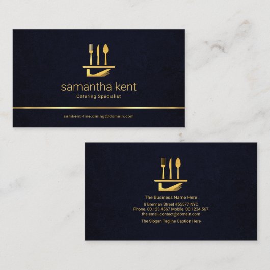 Minimalistische Blauwe Grunge Texture Gold Line, v Visitekaartje (Voorkant / Achterkant)