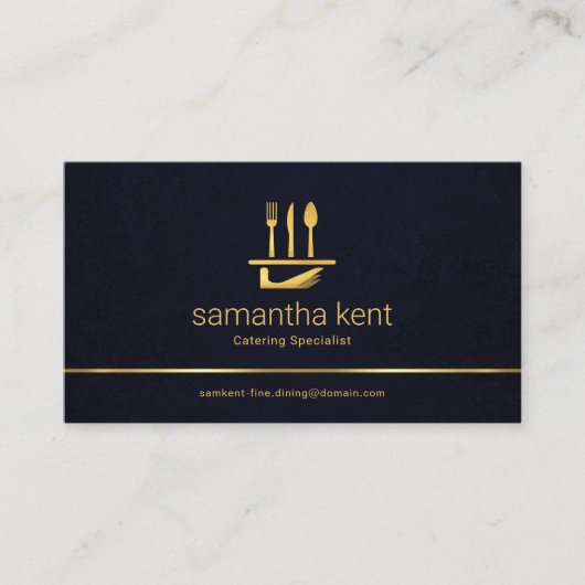 Minimalistische Blauwe Grunge Texture Gold Line, v Visitekaartje (Voorkant)