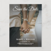 Minimalistische blauwe herfst foto bruiloft Save T Aankondigingskaart (Voorkant)