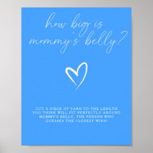 Minimalistische blauwe - hoe groot is mama's buik poster