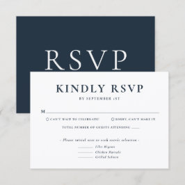 Minimalistische Blauwe Huwelijks RSVP Kaart