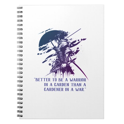 Minimalistische Blauwe Inkt Samoerai Krijger Spira Notitieboek (Voorkant)