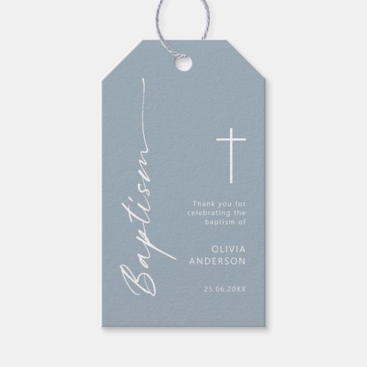 Minimalistische Blauwe Kleur Dop dank u label Cadeaulabel (Voorkant)