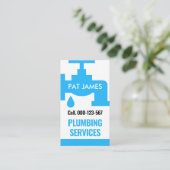 Minimalistische blauwe kraan sanitair visitekaartje (Staand voorkant)