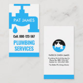 Minimalistische blauwe kraan sanitair visitekaartje (Voorkant / Achterkant)