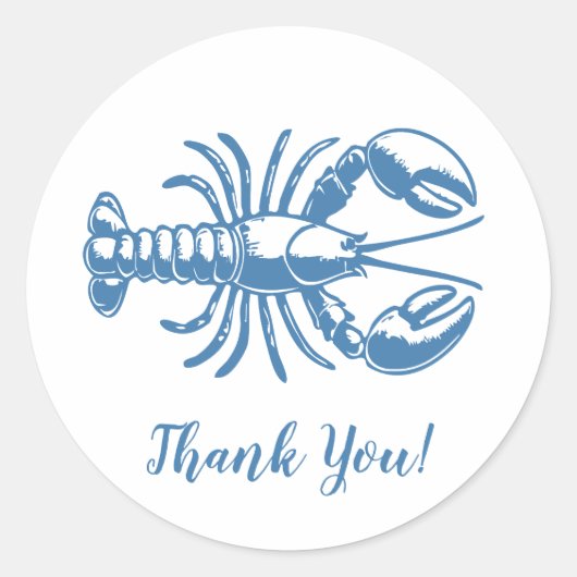 Minimalistische blauwe kreeft kust dank u ronde sticker (Voorkant)