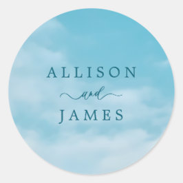 Minimalistische Blauwe Lucht Alleen Maar Liefde Ge Ronde Sticker