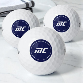 Minimalistische Blauwe Monogram Moderne Naam Golfb Golfballen