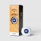 Minimalistische Blauwe Monogram Moderne Naam Golfb Golfballen (Verpakking)