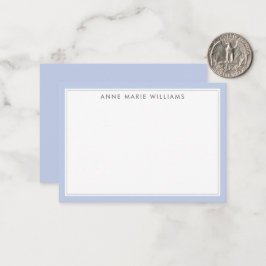 Minimalistische blauwe naamkaart met dubbele rand notitiekaartje