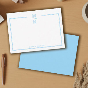 Minimalistische blauwe notitiekaart met twee rande notitiekaartje