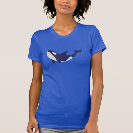 Minimalistische Blauwe Orka Walvis Vector Kunst T-shirt (Voorkant)