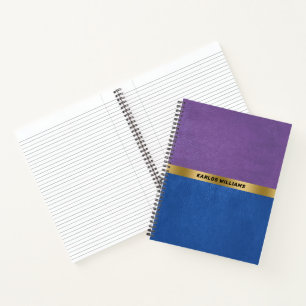 Minimalistische Blauwe & Paarse Vintage Nep Leer Notitieboek