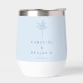 Minimalistische blauwe palmboom lijngrafiek aangep (Links)