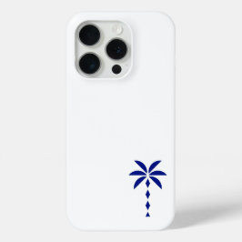 Minimalistische blauwe palmboom lijnkunst iPhone 15 pro case