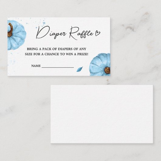 Minimalistische Blauwe Pompoen Baby shower Luier R Informatiekaartje (Voorkant / Achterkant)