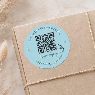 Minimalistische Blauwe QR-code Scan om Zakelijk te Ronde Sticker