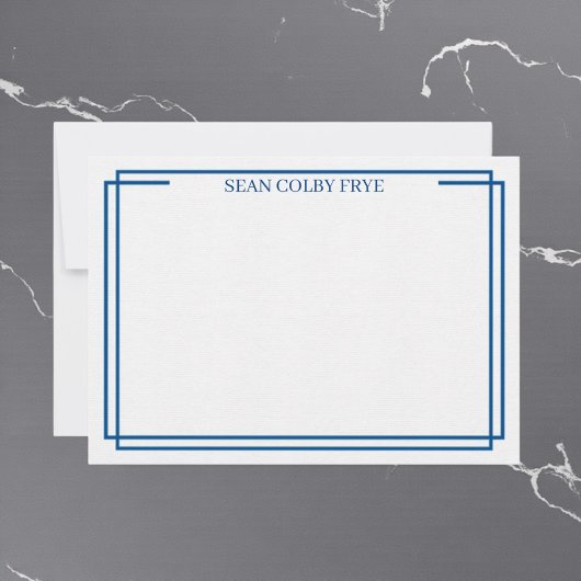Minimalistische blauwe rand notitiekaart briefpapi