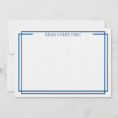 Minimalistische blauwe rand notitiekaart briefpapi (Voorkant)