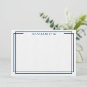 Minimalistische blauwe rand notitiekaart briefpapi (Staand voorkant)
