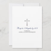 Minimalistische Blauwe Rozenkrans Jongen Doopuitno Kaart (Achterkant)