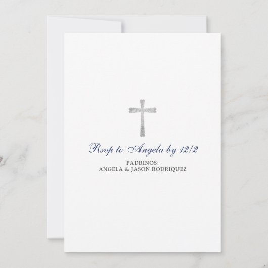 Minimalistische Blauwe Rozenkrans Jongen Doopuitno Kaart