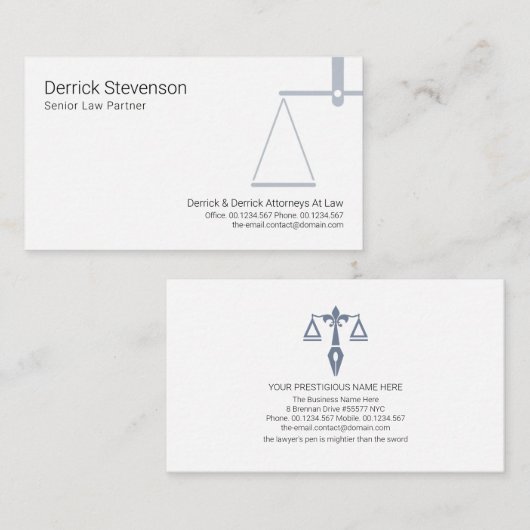 Minimalistische Blauwe Schaaltjes van Justitie, ad Visitekaartje (Voorkant / Achterkant)