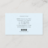 Minimalistische Blauwe Script Monogram Naam Visitekaartje (Achterkant)