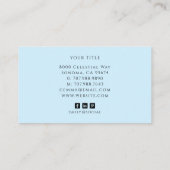 Minimalistische Blauwe Script Monogram Naam Visitekaartje (Achterkant)