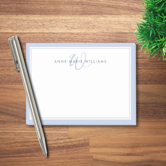 Minimalistische Blauwe Script Twee Rand Monogram Post-it® Notes