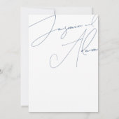 Minimalistische Blauwe Script Typografie Bruiloft Kaart (Achterkant)