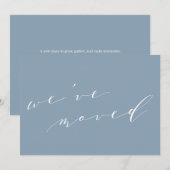 Minimalistische Blauwe Script We Zijn Verhuisd Naa Aankondiging (Voorkant / Achterkant)
